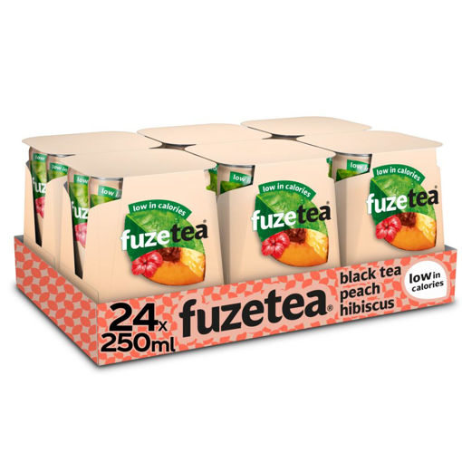 Afbeeldingen van FUZE TEA BLACK TEA PEACH HIBISCUS BLIK 6X4X25CL